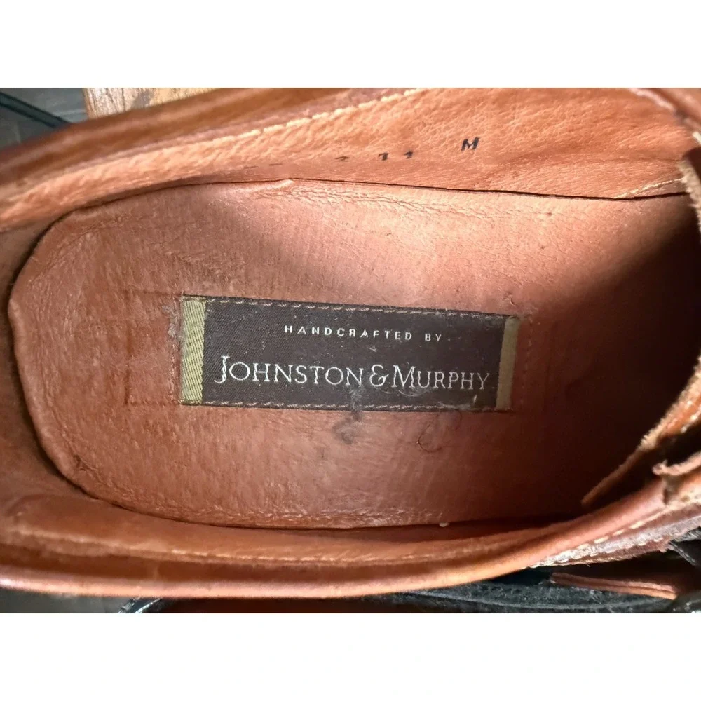 Johnston & Murphy Monk Buckle Strap Shoes Men's Brown Leather Preppy - 11 M